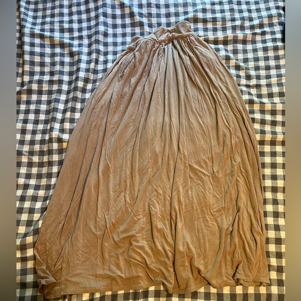 Tan Elastic Ankle Length Skirt